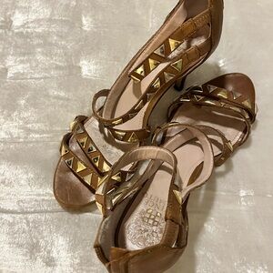 Vince Camuto Brown Heels with Gold Studs